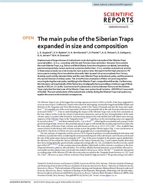 The main pulse of the Siberian Traps expanded in size and.